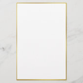 Elegant Wit Zwart en Gouden Rand Naam Monogram Briefpapier (Achterkant)