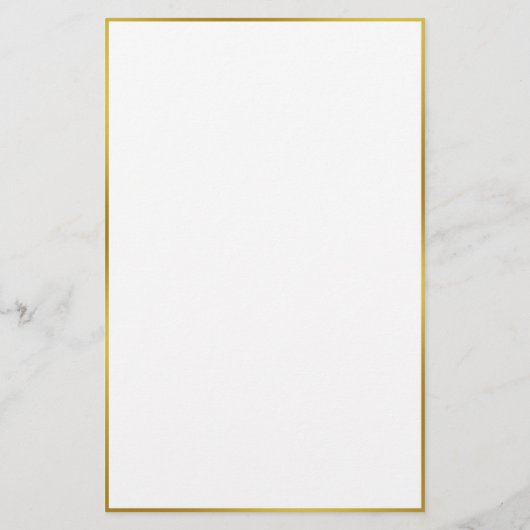 Elegant Wit Zwart en Gouden Rand Naam Monogram Briefpapier (Achterkant)