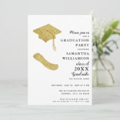 Elegant Wit Zwart Goud Afstudeerder Foto Afstudere Kaart (Staand voorkant)