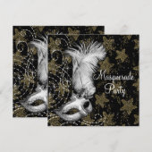 Elegant wit zwart goud gemaskerd bal kaart (Voorkant / Achterkant)
