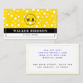 Elegant Wit Zwart Gouden Monogram Contactkaartje
