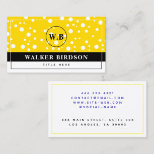 Elegant Wit Zwart Gouden Monogram Contactkaartje