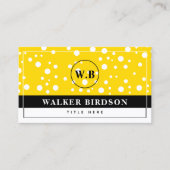 Elegant Wit Zwart Gouden Monogram Contactkaartje (Voorkant)