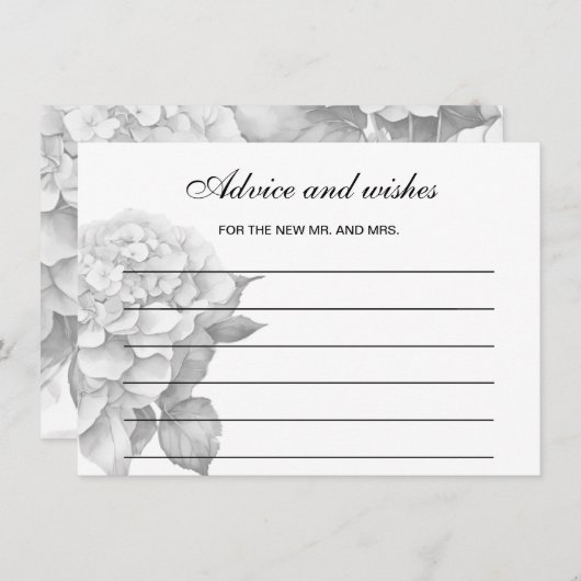 Elegant wit zwart grijs waterverf floraal notitiekaartje