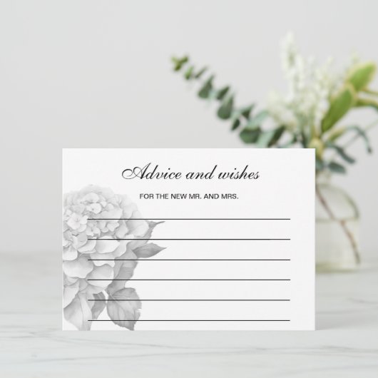 Elegant wit zwart grijs waterverf floraal notitiekaartje (Staand voorkant)