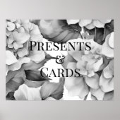 Elegant wit zwart grijs waterverf floraal poster (Voorkant)