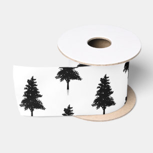 Elegant Wit Zwart Kerstboom Patroon Satijnen Lint