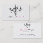 Elegant wit & zwart kroonluchter interieur ontwerp visitekaartje (Voorkant / Achterkant)