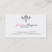 Elegant wit & zwart kroonluchter interieur ontwerp visitekaartje (Achterkant)