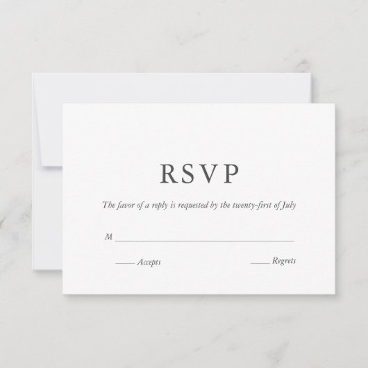 Elegant Wit Zwart Modern Monogram Geschilderd RSVP (Voorkant)