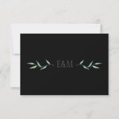 Elegant Wit Zwart Modern Monogram Geschilderd RSVP (Achterkant)