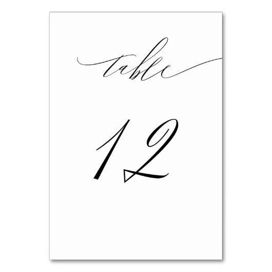 Elegant Wit Zwart Modern Script No 12 Bruiloft Kaart (Voorkant)