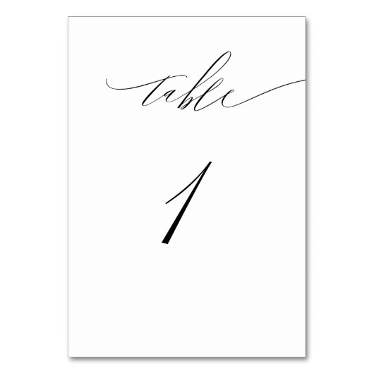 Elegant Wit Zwart Modern Script No 1 Bruiloft Kaart (Voorkant)
