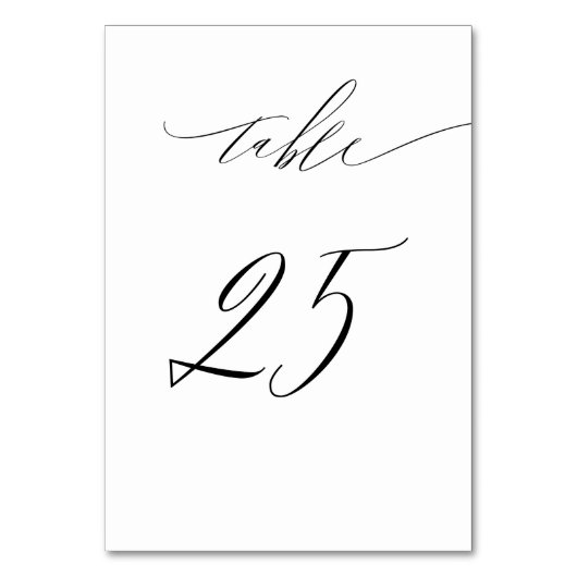 Elegant Wit Zwart Modern Script No 25 Bruiloft Kaart (Achterkant)