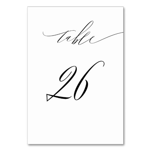 Elegant Wit Zwart Modern Script No 26 Bruiloft Kaart (Achterkant)