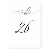 Elegant Wit Zwart Modern Script No 26 Bruiloft Kaart (Voorkant)