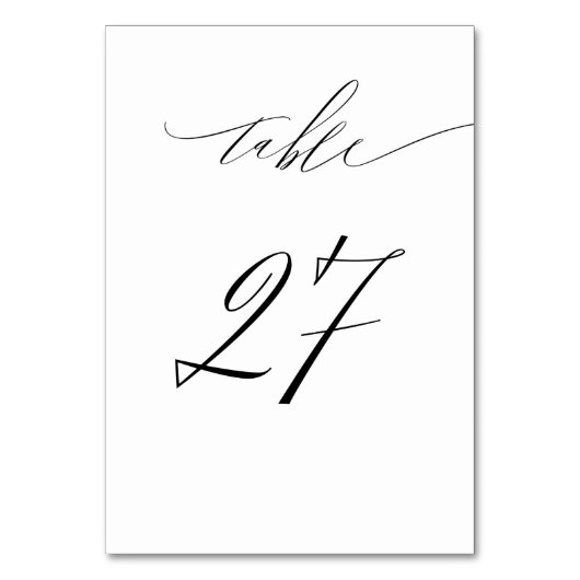 Elegant Wit Zwart Modern Script No 27 Bruiloft Kaart (Achterkant)
