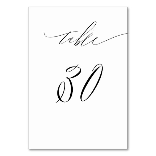 Elegant Wit Zwart Modern Script No 30 Bruiloft Kaart (Voorkant)