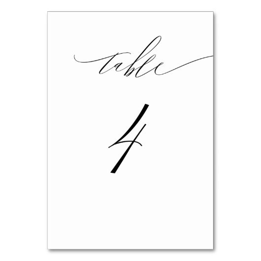 Elegant Wit Zwart Modern Script No 4 Bruiloft Kaart (Achterkant)