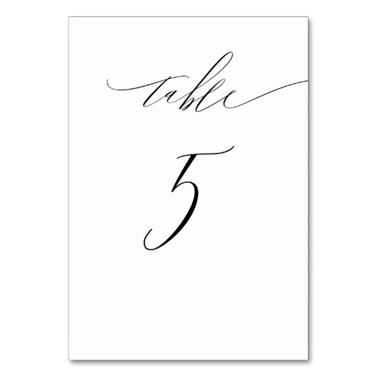 Elegant Wit Zwart Modern Script No 5 Bruiloft Kaart (Achterkant)