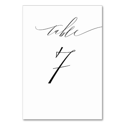 Elegant Wit Zwart Modern Script No 7 Bruiloft Kaart (Achterkant)