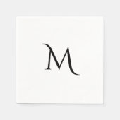Elegant Wit Zwart Monogram Huwelijk Servet (Voorkant)