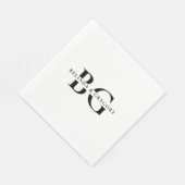 Elegant wit zwart monogram Initialen bruiloft Servet (Hoek)