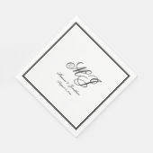 Elegant Wit Zwart Monogram Script Bruiloft Servet (Hoek)