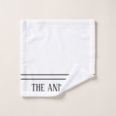 Elegant Wit Zwart Monogrammed Naam Bad Handdoek (Wasdoekje)