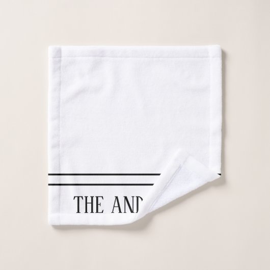 Elegant Wit Zwart Monogrammed Naam Bad Handdoek (Wasdoekje)