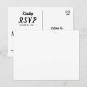 Elegant wit zwart RSVP-Briefkaart Briefkaart (Voorkant / Achterkant)