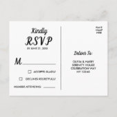 Elegant wit zwart RSVP-Briefkaart Briefkaart (Achterkant)