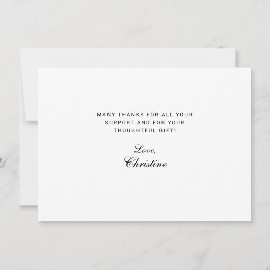 Elegant Wit Zwart Script Afstudeerder Pet Afstuder Bedankkaart (Achterkant)