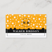 Elegant wit zwart Sinaasappel monogram Initiaal Contactkaartje (Voorkant)