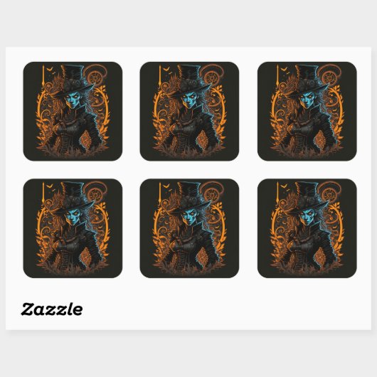 Elegant Witch Portrait Sticker | Gothic Halloween  (Vel)