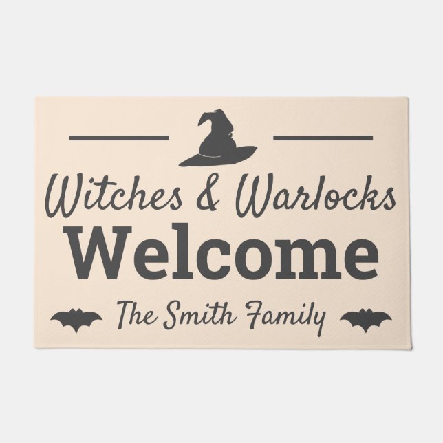 Elegant Witches & Warlocks Welkom Halloween Deurmat (Voorkant)