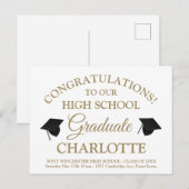 Elegant witgoud aangepaste script tekst afstuderen briefkaart (Voorkant / Achterkant)