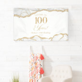 Elegant witgoud agaat 100ste verjaardagsfeest spandoek (Insitu)