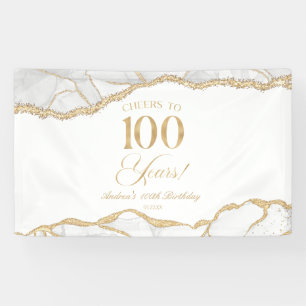 Elegant witgoud agaat 100ste verjaardagsfeest spandoek