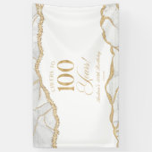 Elegant witgoud agaat 100ste verjaardagsfeest spandoek (Verticaal)