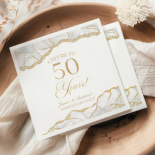 Elegant witgoud agaat 50ste verjaardagsfeest servet