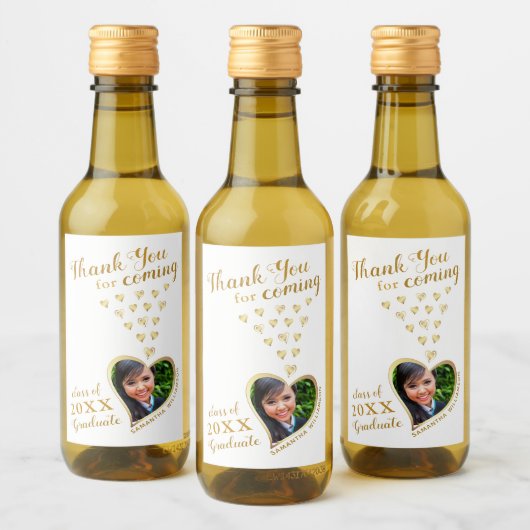 Elegant witgoud Bedankt 2025 Afstuderen gunst Wijn Etiket (Flessen)