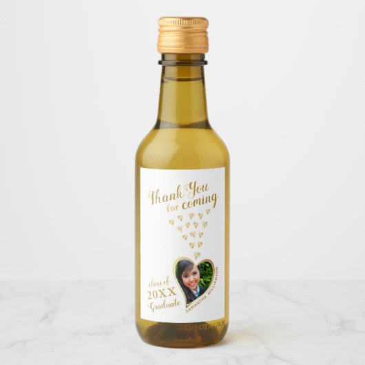 Elegant witgoud Bedankt 2025 Afstuderen gunst Wijn Etiket (Voorkant)