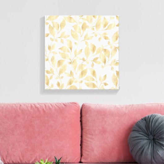 Elegant witgoud bladeren groen botanisch canvas afdruk (Insitu (Woonkamer))