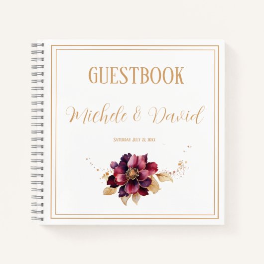 Elegant witgoud Bourgogne "Laat een groet achter" Notitieboek (Voorkant)