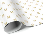 Elegant witgoud custom monogram initiaal letter cadeaupapier (Rol Hoek)