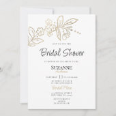 Elegant witgoud eenvoudig bloemig Vrijgezellenfees Kaart (Voorkant)