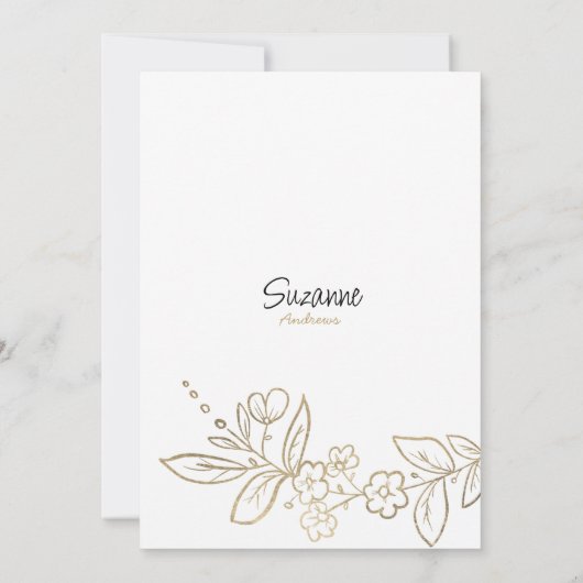 Elegant witgoud eenvoudig bloemig Vrijgezellenfees Kaart (Achterkant)