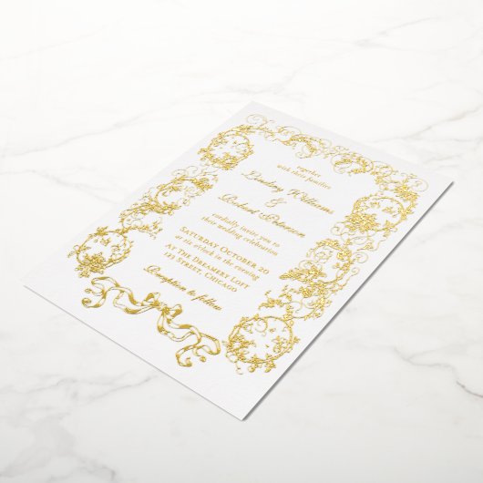 Elegant   witgoud folie uitnodiging (Gedraaid)