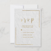 Elegant witgoud Frans bloemenkant RSVP Kaartje (Voorkant)